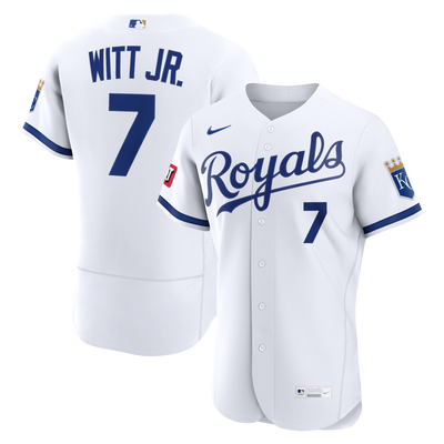 Kansas City Royals Bobby Witt Jr. Nike White Home Authentic Sponsor Patch Jersey