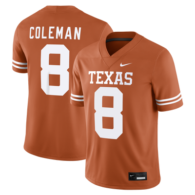 Cam Coleman Texas Longhorns Nike Game Football Jersey - Texas Orange