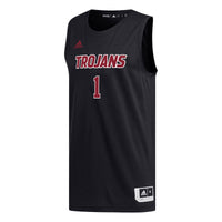 #1 Troy University Trojans adidas Replica Basketball Jersey - Black