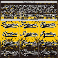 Custom Black Yellow-White Abstract Splatter Paint Hockey Lace Neck Jersey