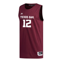 adidas #12 Maroon Texas A&M Aggies Replica Basketball Jersey