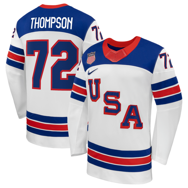 US Hockey Tage Thompson Nike White 2026 Away Replica Jersey