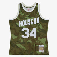 Houston Rockets Mitchell & Ness Hakeem Olajuwon 1993 Ghost Camo Swingman Jersey - Green