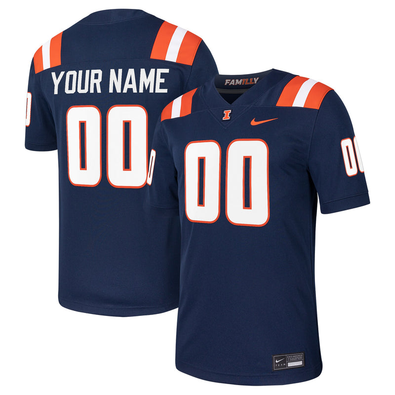 Illinois Fighting Illini Nike Custom Football Game Jersey - Navy