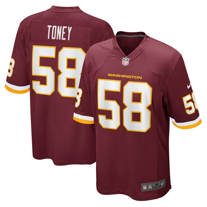 Washington Football Team Shaka Toney Nike Burgundy Game Jersey