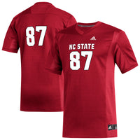 #87 NC State Wolfpack adidas Replica Football Jersey - Red