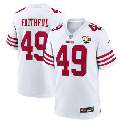 San Francisco 49ers The Faithful Nike White 80th Anniversary Game Jersey