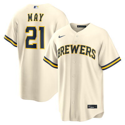 Milwaukee Brewers Dustin May Nike Cream Home Replica Jersey