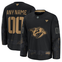 Nashville Predators Fanatics Black 2024 Military Appreciation Custom Practice Jersey
