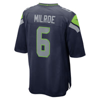 Seattle Seahawks Jalen Milroe Nike College Navy 2025 NFL Draft Game Jersey