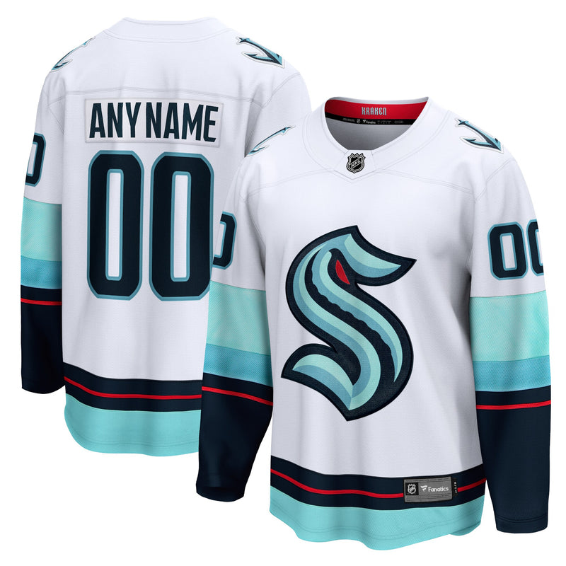 Seattle Kraken Fanatics White Away Breakaway Custom Jersey