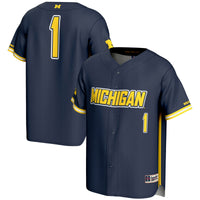 #1 Michigan Wolverines GameDay Greats Lightweight Baseball Fashion Jersey - Navy