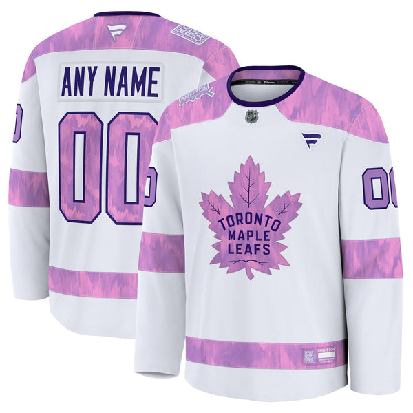 Toronto Maple Leafs Fanatics White 2024 Hockey Fights Cancer Custom Practice Jersey