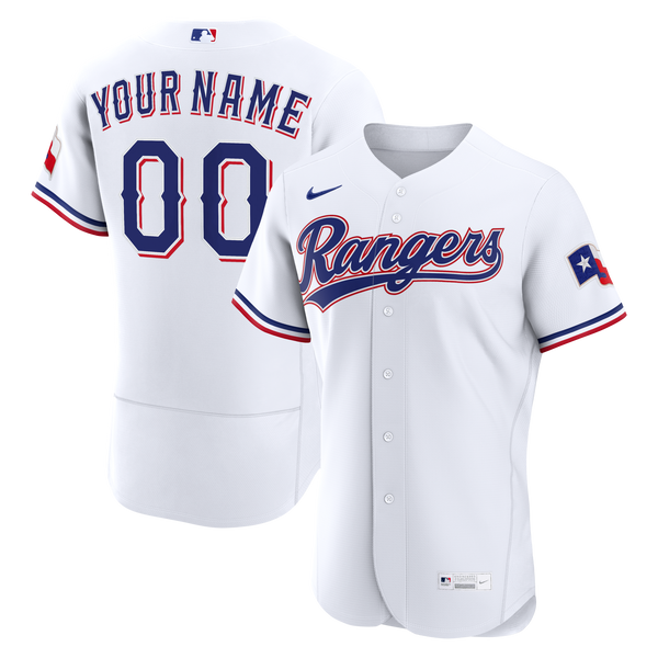 Texas Rangers Nike White Home Authentic Custom Jersey