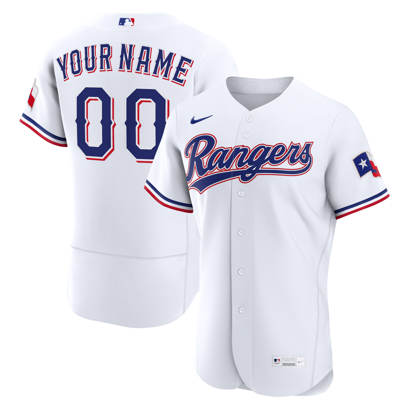Texas Rangers Nike White Home Authentic Custom Jersey