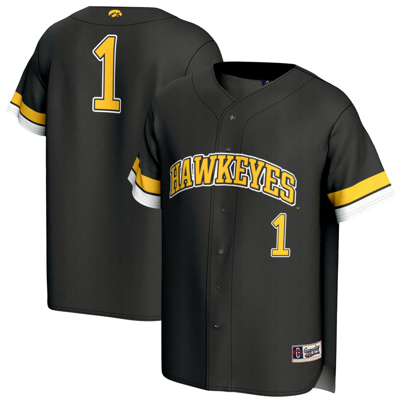 #1 Iowa Hawkeyes GameDay Greats Adult Lightweight Collegiate Baseball Fashion Jersey - Black
