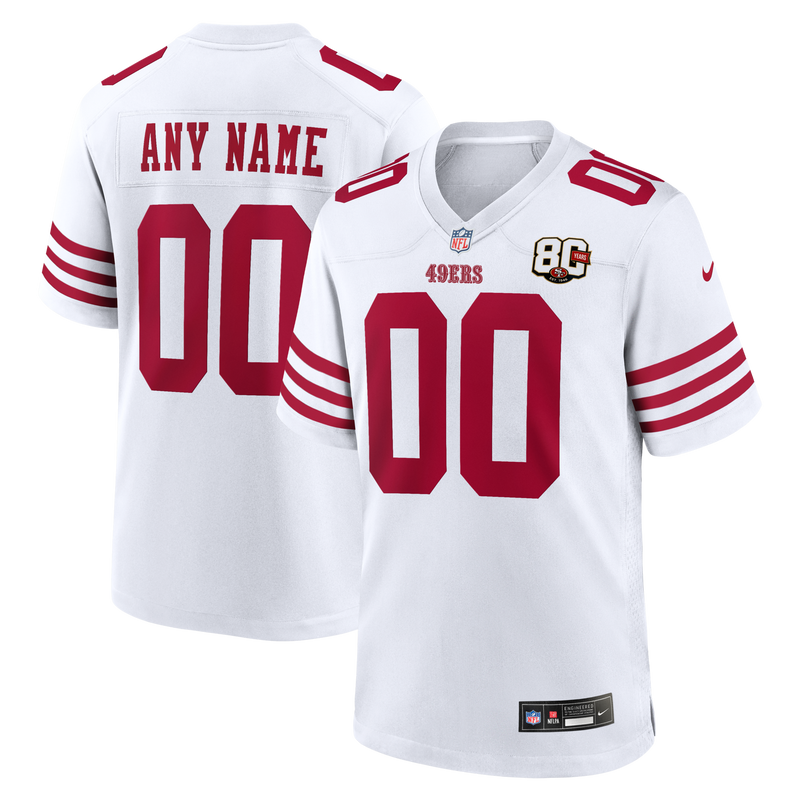 San Francisco 49ers Nike White 80th Anniversary Custom Game Jersey