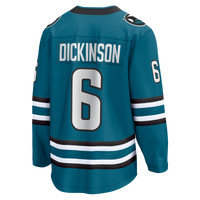 San Jose Sharks Sam Dickinson Fanatics Teal Home Breakaway Jersey