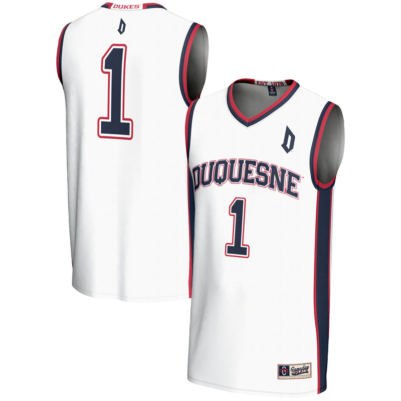 #1 Duquesne Dukes GameDay Greats Lightweight Basketball Jersey - White