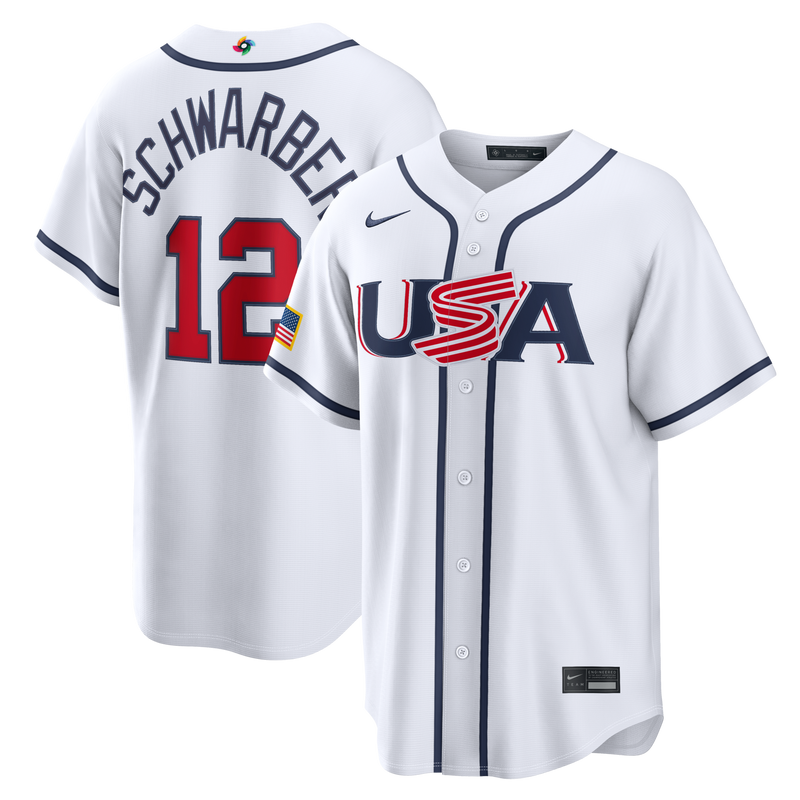 USA Baseball Kyle Schwarber Nike White 2026 World Baseball Classic Home Stadium Jersey