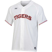 Auburn Tigers Under Armour Softball Button-Up V-Neck Jersey - White