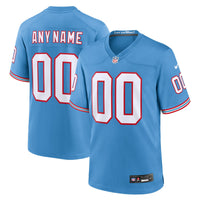 Tennessee Titans Nike Light Blue Oilers Throwback Custom Game Jersey