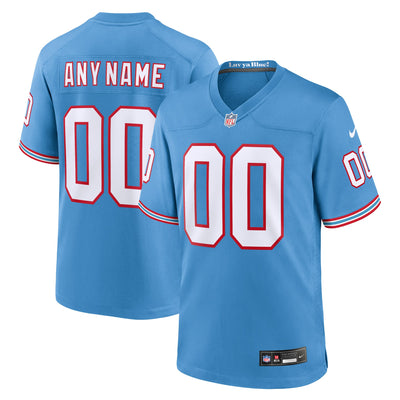Tennessee Titans Nike Light Blue Oilers Throwback Custom Game Jersey