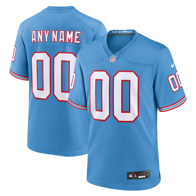 Tennessee Titans Nike Light Blue Oilers Throwback Custom Game Jersey