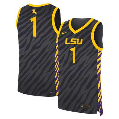 Nike #1 Anthracite LSU Tigers Replica Basketball Jersey