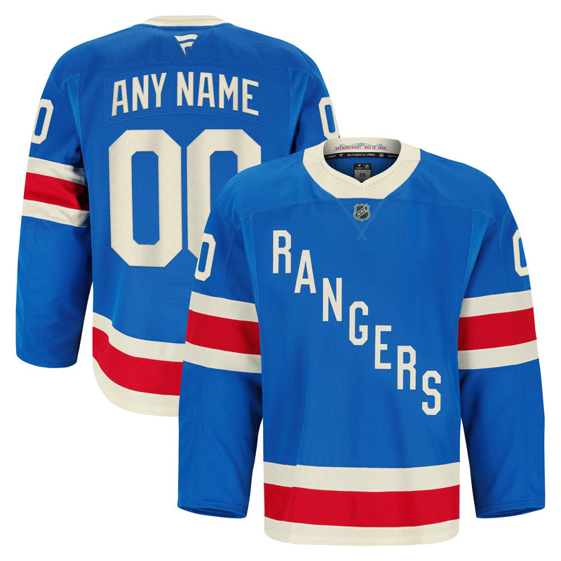 New York Rangers Fanatics Blue Centennial Authentic Pro Custom Jersey