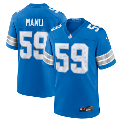 Detroit Lions Giovanni Manu Nike Blue Team Game Jersey