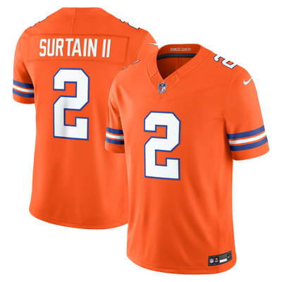 Denver Broncos Pat Surtain II Nike Orange Alternate Mile High Collection 1977 Throwback Vapor F.U.S.E. Stitched Limited Jersey
