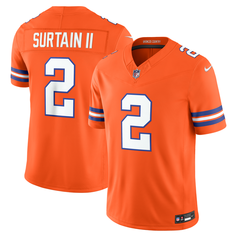 Denver Broncos Pat Surtain II Nike Orange Alternate Mile High Collection 1977 Throwback Vapor F.U.S.E. Stitched Limited Jersey