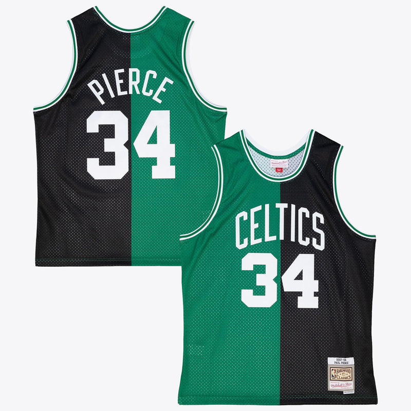 Boston Celtics Mitchell & Ness Paul Pierce 2007 Split Swingman Jersey - Black/Green