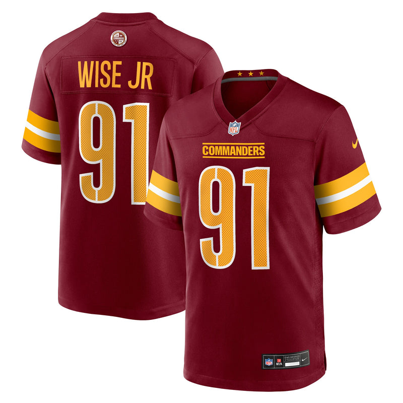Washington Commanders Deatrich Wise Jr. Nike Burgundy Team Game Jersey