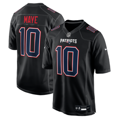 New England Patriots Drake Maye Nike Carbon Black Game Jersey