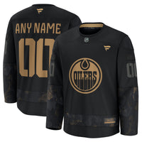 Edmonton Oilers Fanatics Black 2024 Military Appreciation Custom Practice Jersey