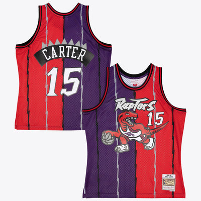 Toronto Raptors Mitchell & Ness Vince Carter 1998 Split Swingman Jersey - Purple/Red