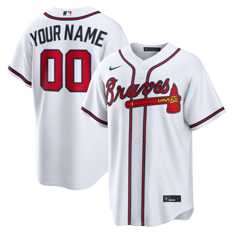 Atlanta Braves Nike White Home Replica Custom Jersey