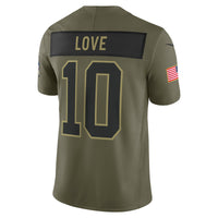 Green Bay Packers Jordan Love Nike Olive 2025 Salute to Service Limited Jersey