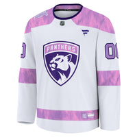 Florida Panthers Fanatics White 2024 Hockey Fights Cancer Custom Practice Jersey