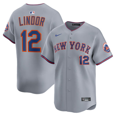 New York Mets Francisco Lindor Nike Gray Road Limited Player Jersey