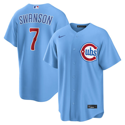 Chicago Cubs Dansby Swanson Nike Light Blue Alternate Replica Jersey
