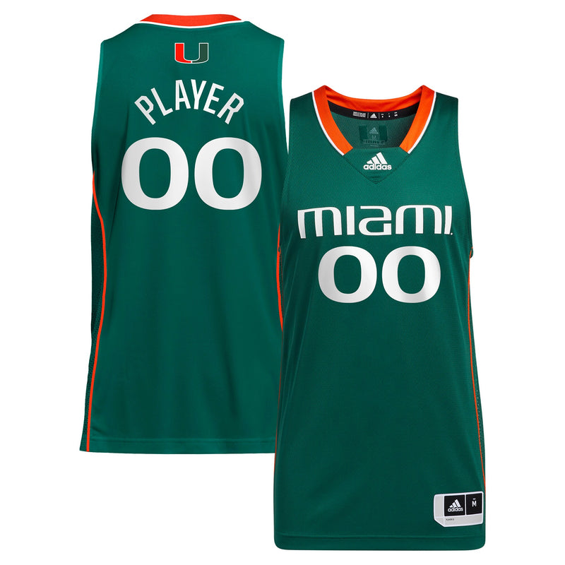 Miami Hurricanes adidas Pick-A-Player NIL Basketball Jersey - Green