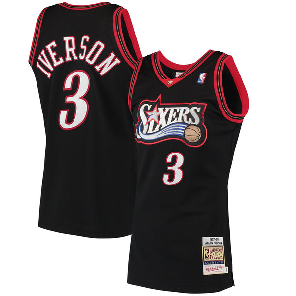 Mitchell & Ness Allen Iverson Black Philadelphia 76ers 1997 Hardwood Classics Authentic Jersey