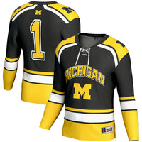 #1 Michigan Wolverines GameDay Greats Hockey Jersey - Black