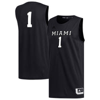 #1 Miami University RedHawks adidas Replica Basketball Jersey - Black