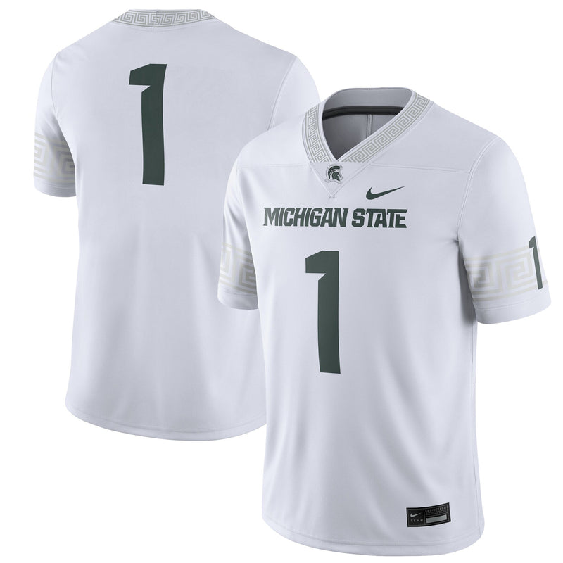 Nike #1 White Michigan State Spartans Football Game Jersey