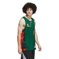 #1 Miami Hurricanes adidas Black History Month Basketball Jersey - Green/Orange