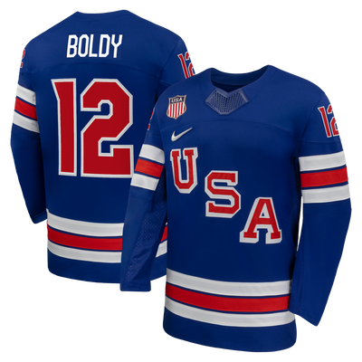 US Hockey Matthew Boldy Nike Royal 2026 Home Replica Jersey